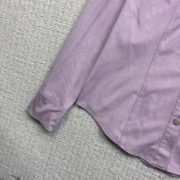 Y2K Guess Lila Purple Faux Suede Pearl Snap Cowboy Western Button Shirt Wom M - Picture 3 of 15